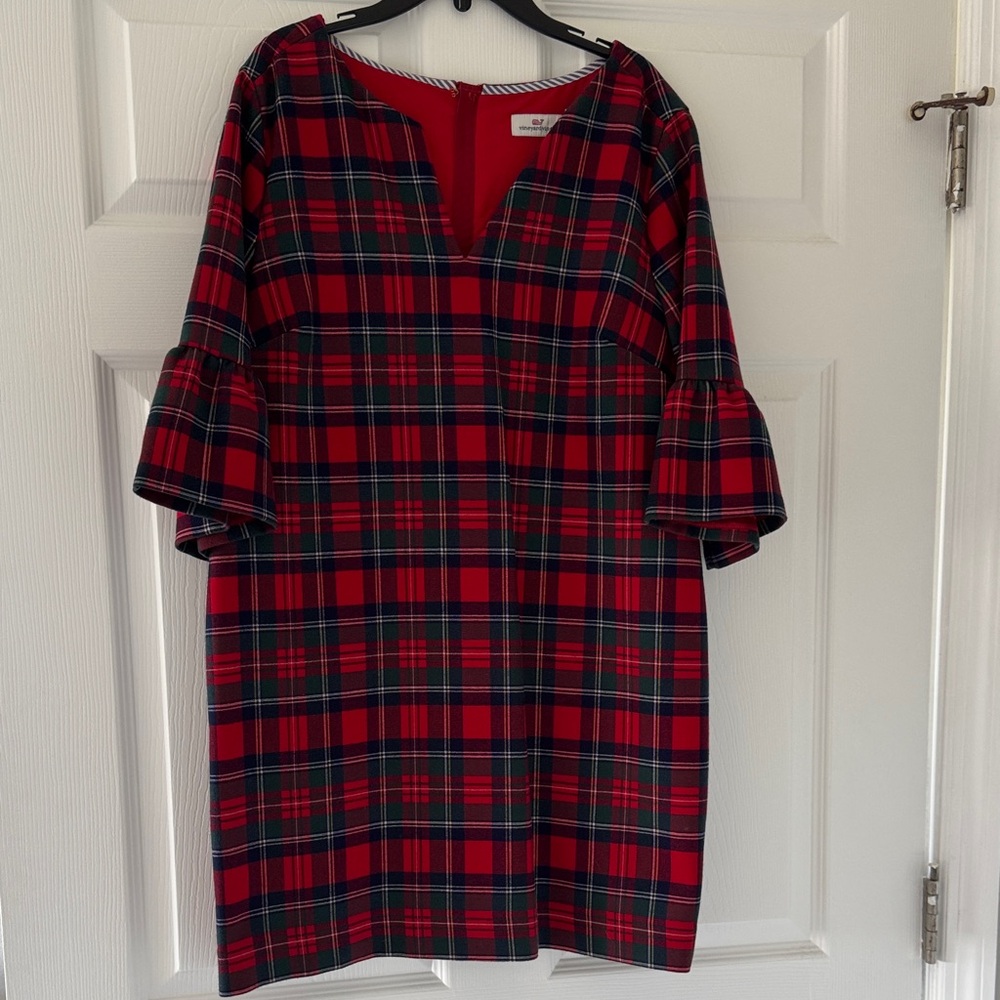 Vineyard Vines Red and Green Plaid Mini Dress